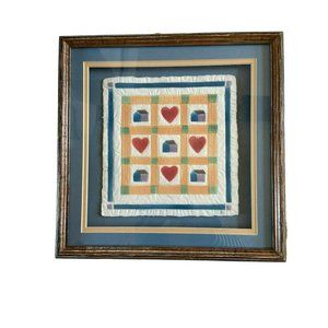 Framed Picture Hand Cast Paper Quilt  Signed Outstanding Work